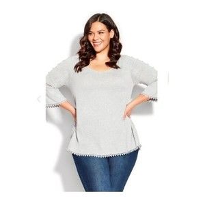 Women's Plus Size Crochet Split Sleeve Top  | Evans AVENUE Size  26-28